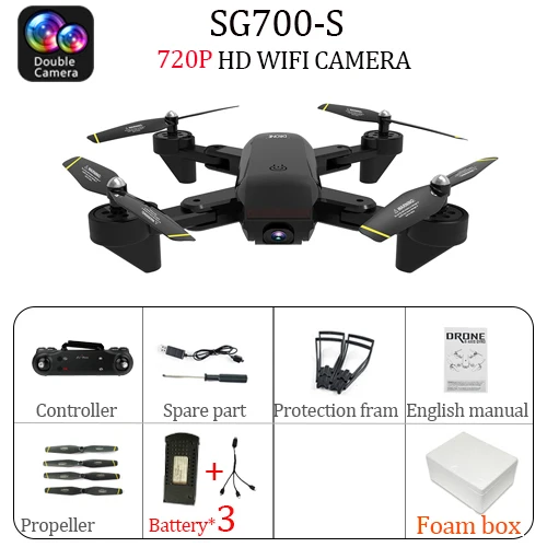 Dual 720P CAM 3B SG700 SG700S Дрон с камерой 4k 1080P 720P HD камера Дрон Профессиональный Дрон дрона Квадрокоптер игрушка-Вертолет игрушка - Цвет: Dual 720P CAM 3B