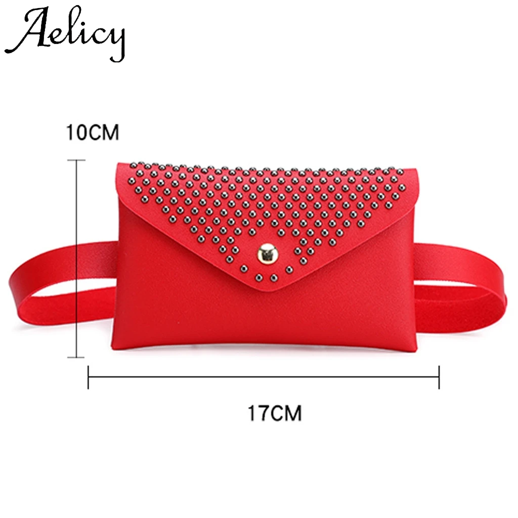 Aelicy Fashion Women Outdoor Rivets Hasp Solid Color Messenger Chest Bag High Quality Simple Phone Pocket Waist | Багаж и сумки