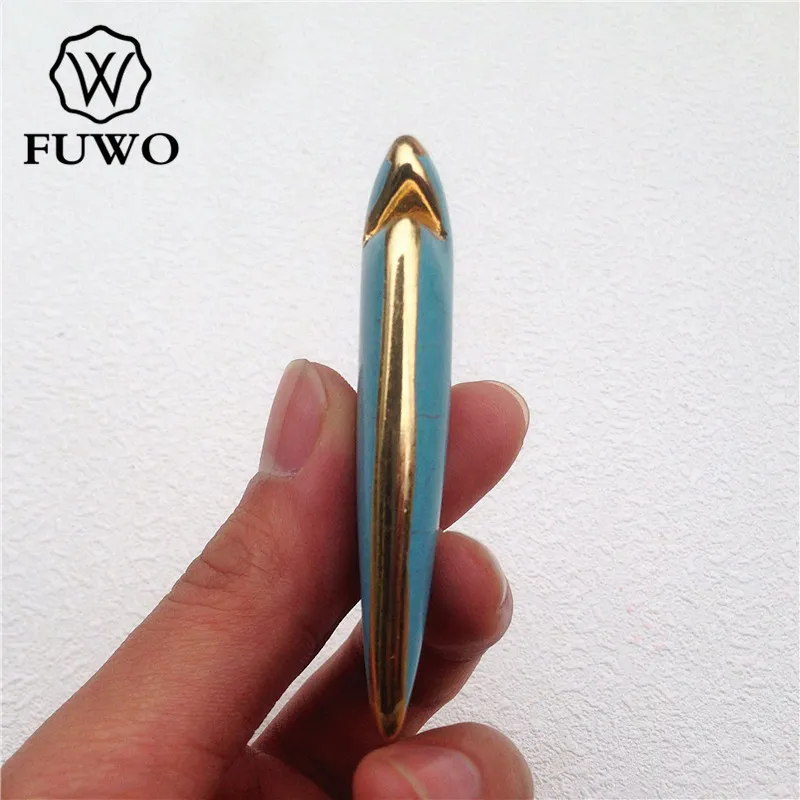 Оптовая продажа бусины для стрел FUWO бирюзовые подвески 24-каратное золото