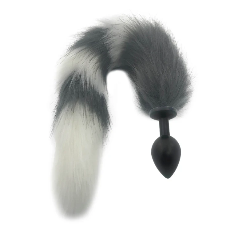 Анальная пробка SML металлическая вставка мягкая анальная с лисьим хвостом