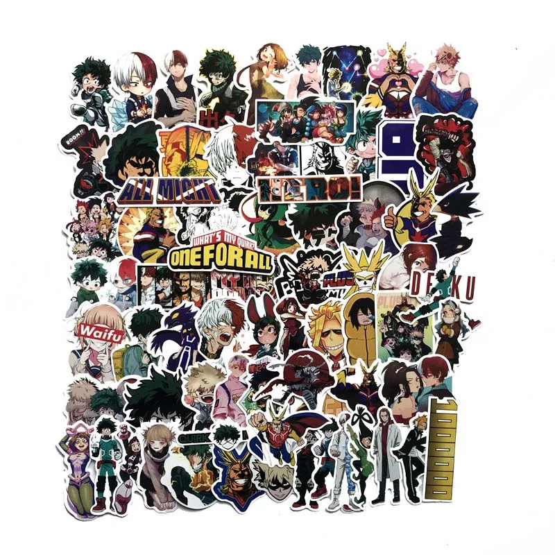 73pcs My hero Новейшие Аниме Наруто ONE PIECE My hero Academy Olmert наклейки s игрушечные наклейки для детей багаж автомобиль холодильник ноутбук наклейка - Цвет: 73pcs My hero