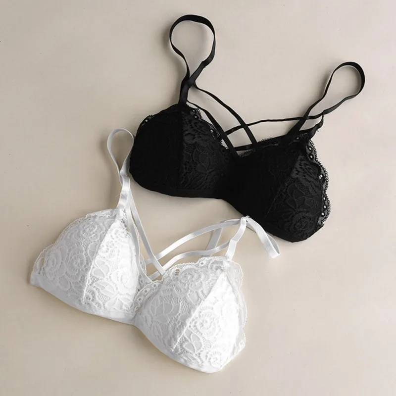 Сексуальное Белое Черное женское кружевное нижнее белье Bralette беспроводные