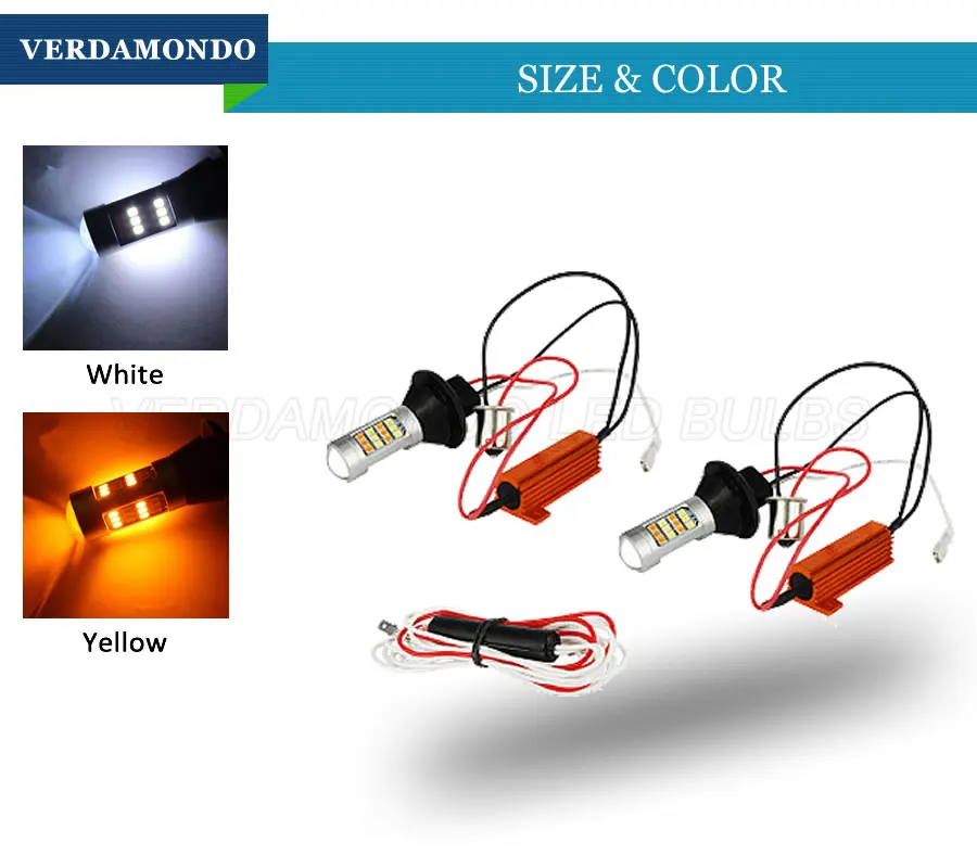 Двухцветный СВЕТОДИОДНЫЙ рулевой фонарь BUA15S 1156 7440 2835 42 SMD белый и желтый для руля
