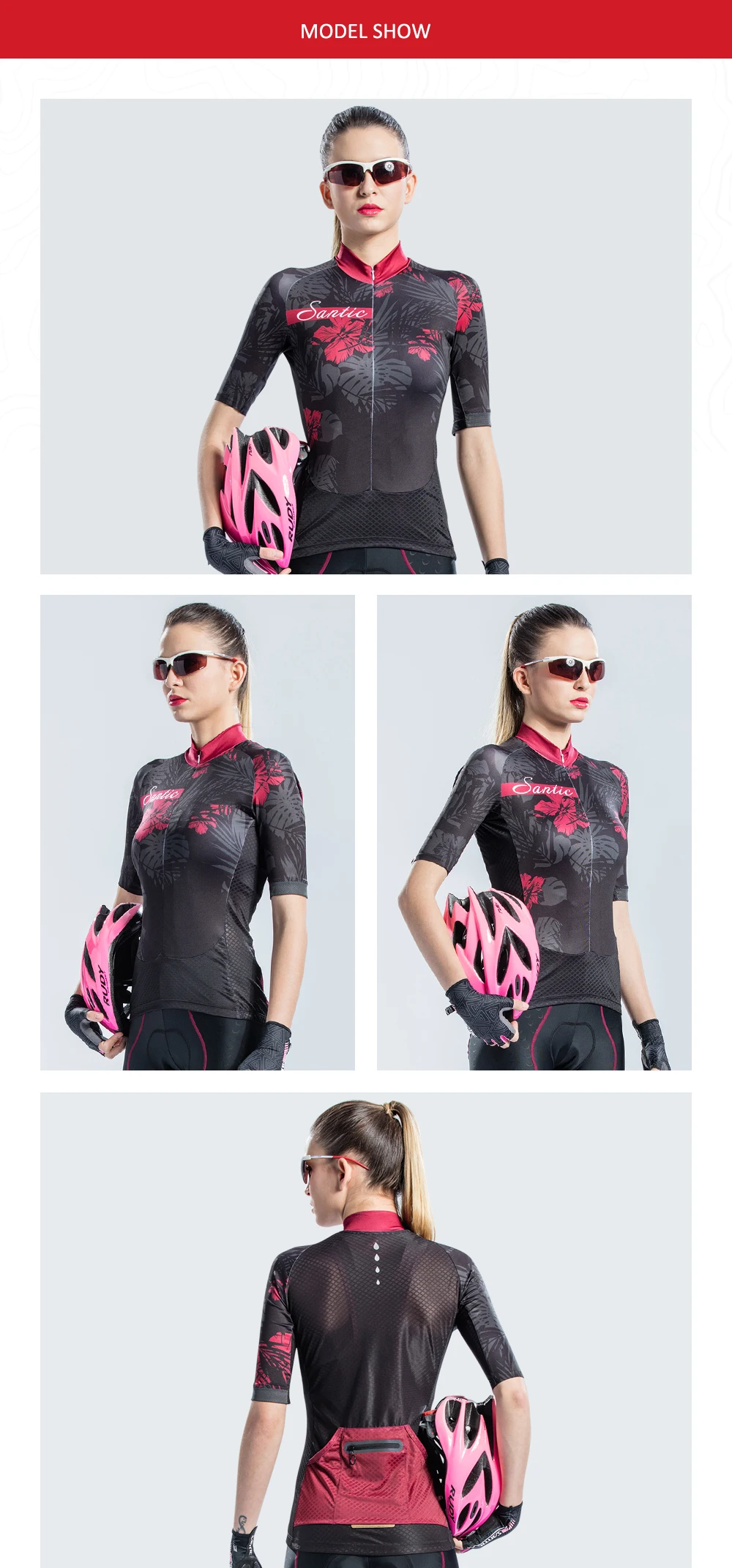 Santic Женская велосипедная короткая Джерси Pro Fit для девушек дорожный MTB велосипед Джерси с коротким рукавом светоотражающий Азиатский размер s-xl L8C02131