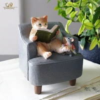 everyday collection cute cartoon cat animal figurine miniature fairy desk ornament modern home decoration gifts for girls