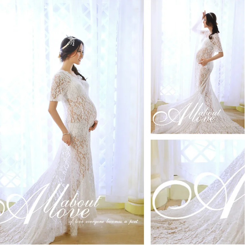 2017 реквизит платье для беременных белое кружевное | Мать и ребенок