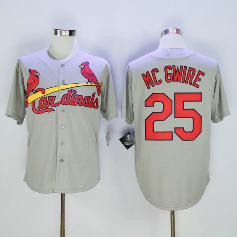 9 Енос Слотер 15 Рэндал Grichuk 25 Марк McGwire Джерси Белый Серый Бежевый | Спорт и