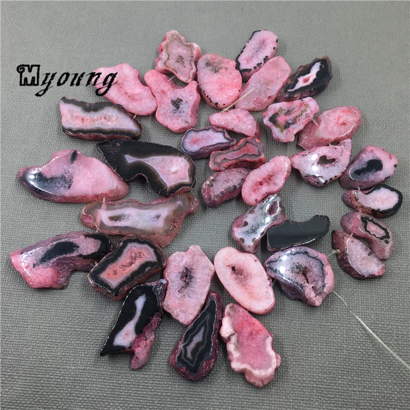 Бусины в форме розового агата яркие бусины необработанные Самоцветы бижутерия