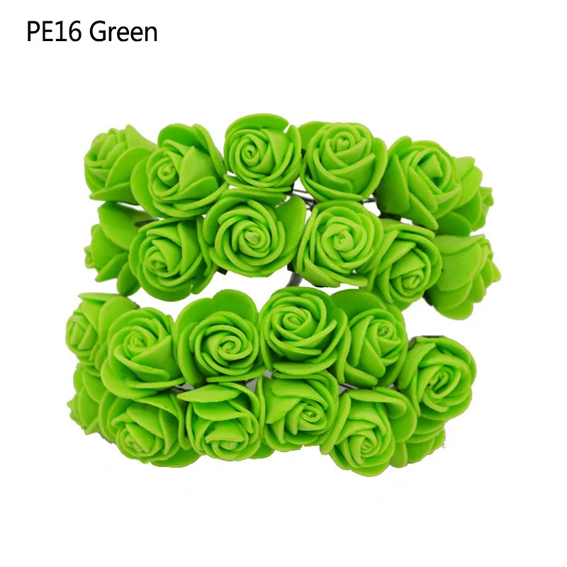 144pcs green 144 шт красный Мини-цветок розы, Декоративные искусственные из ПЭ пены, букет роз, Свадебный декор, цветок Тедди, сделай сам, ремесло - Цвет: 144pcs green