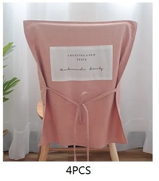Pink 4PC Хлопковый чехол для стула, чехлы для обеденного стола, чехлы для сидений, бант для банкета, свадьбы, ресторана, отеля, дома, анти-грязный, съемный - Цвет: Pink 4PC