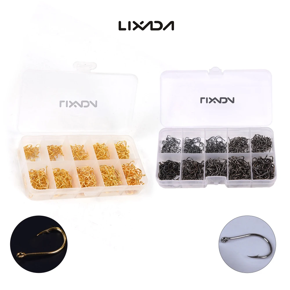 Lixada 600 шт. рыболовные крючки с отверстием коробка для рыболовных снастей 3 # 12 #10
