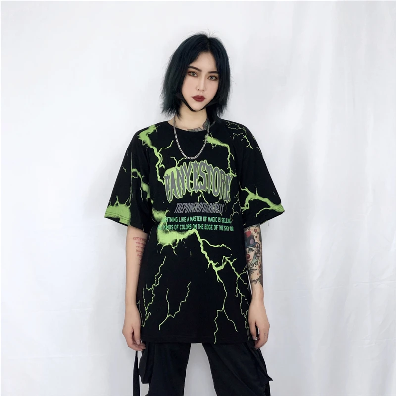 Женская свободная футболка Ulzzang Harajuku Корейская хипстерская большого размера с