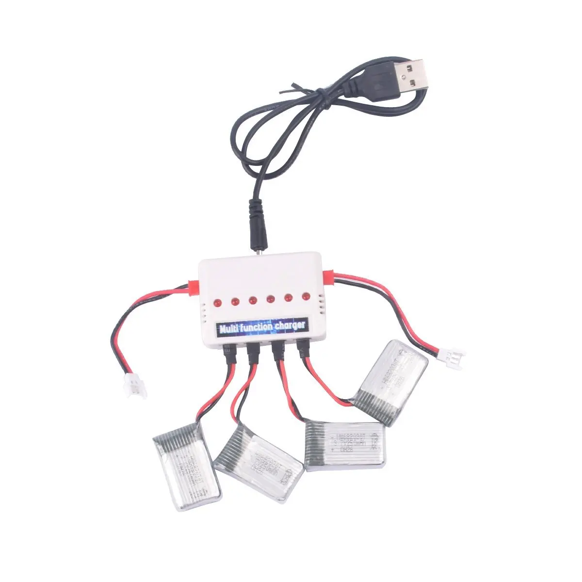 

4pcs * EBOYU 3.7V 250mah Official Battery and 1 to 6 Charger for Syma X11 X11C RC Quadcopter Drone Spare Parts