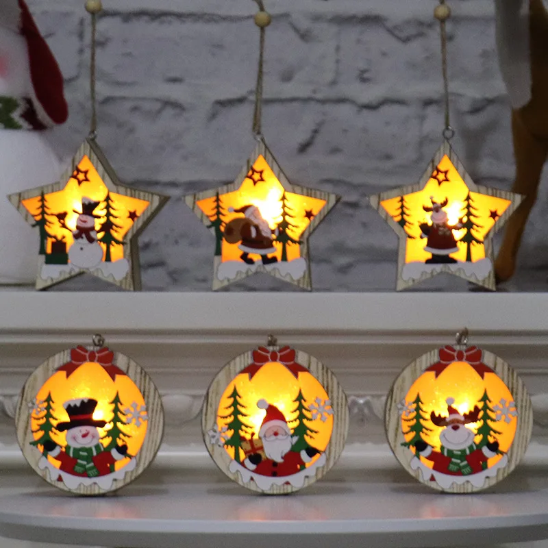 2019 год праздничный светодиодный светильник деревянный домик украшения для елки