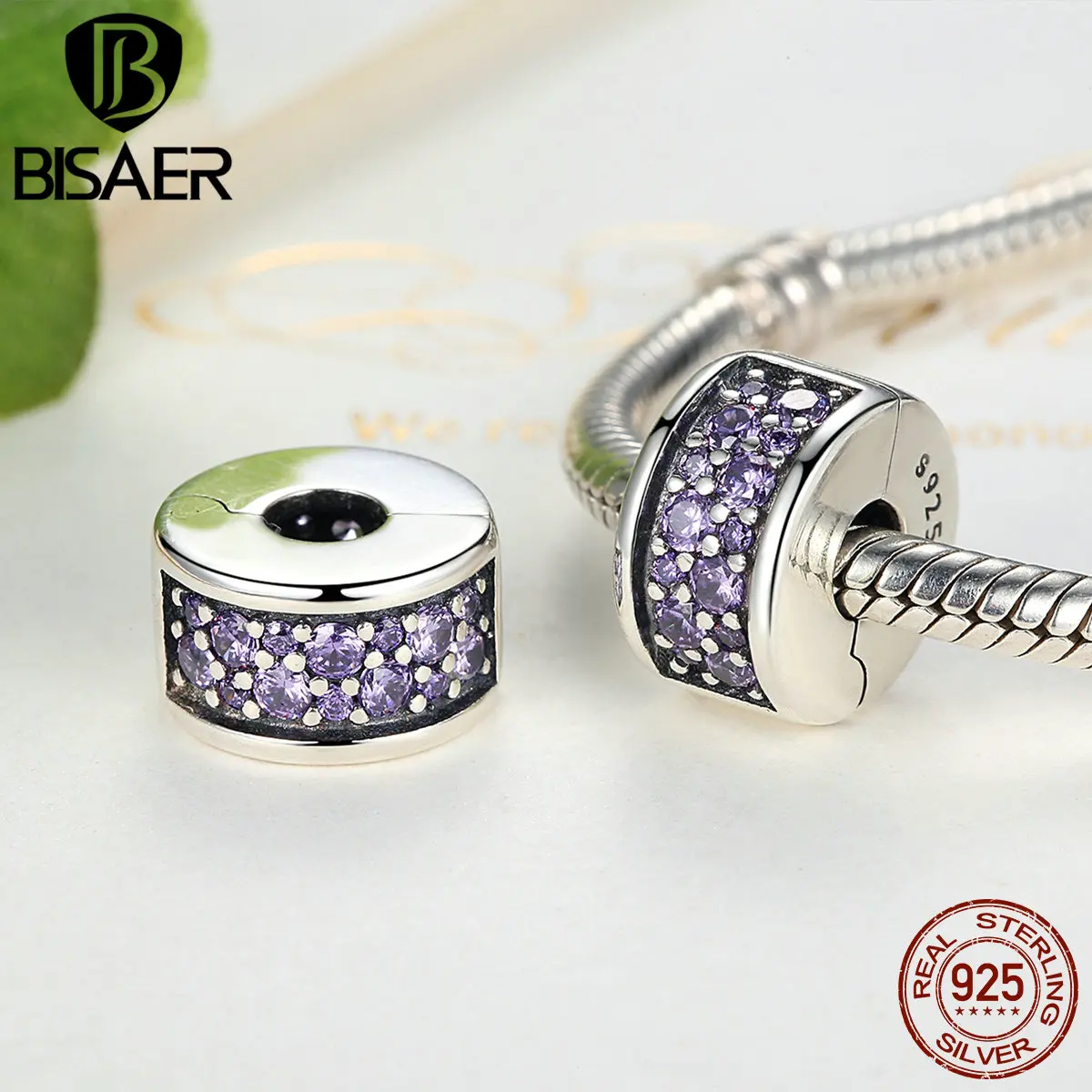 Блестящая элегантная блестящая клипса из стерлингового серебра 925 пробы