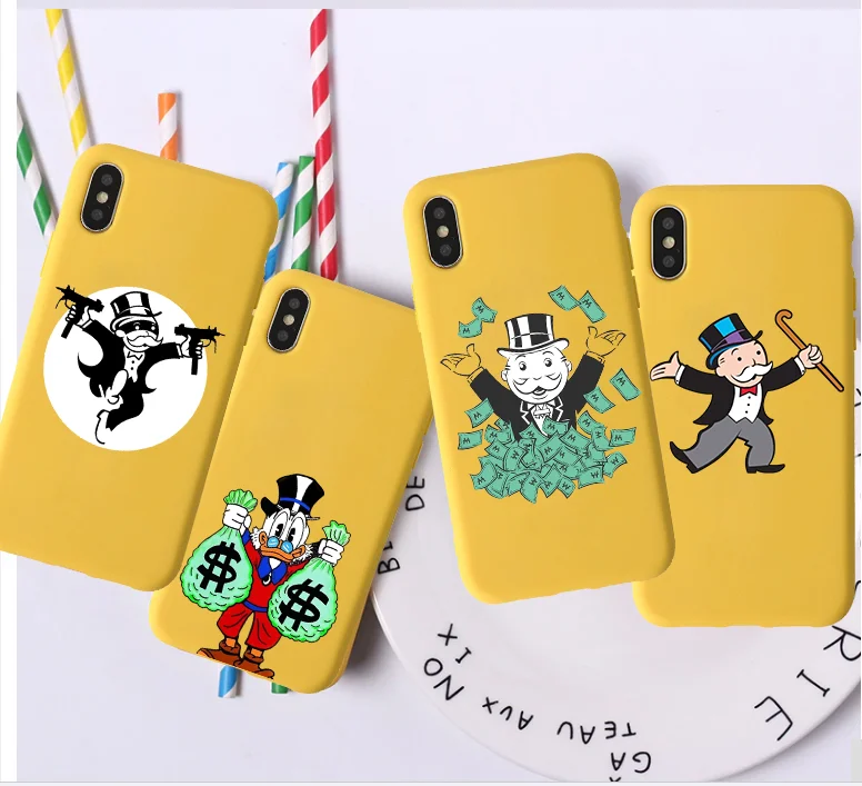 Воин Монополия доллар Mr Mobbin карамельный цвет чехол для телефона TPU iPhone 7 8 XS XR XSMAX