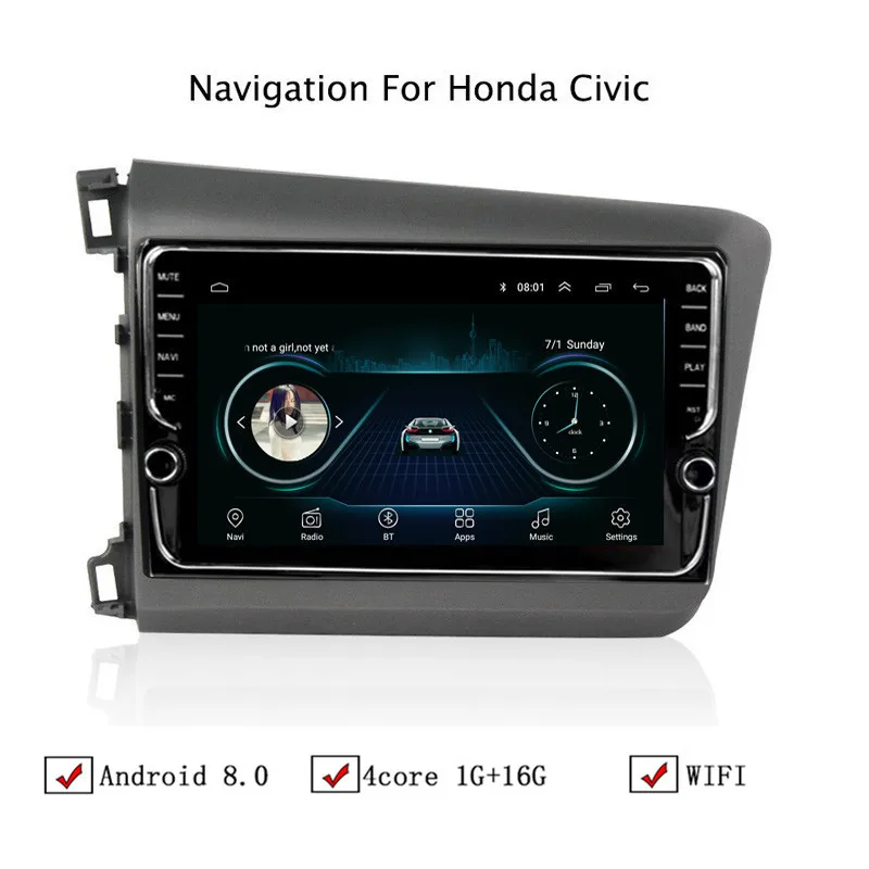9 "Android 8 1 автомобильный gps навигатор для Honda Civic 2012 2013 2014 2015 Автомагнитола стерео