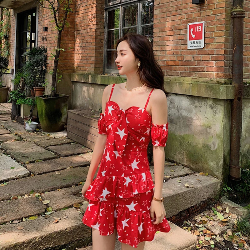 Женское платье на бретельках FMFSSOM Летнее мини-платье трапециевидной формы с