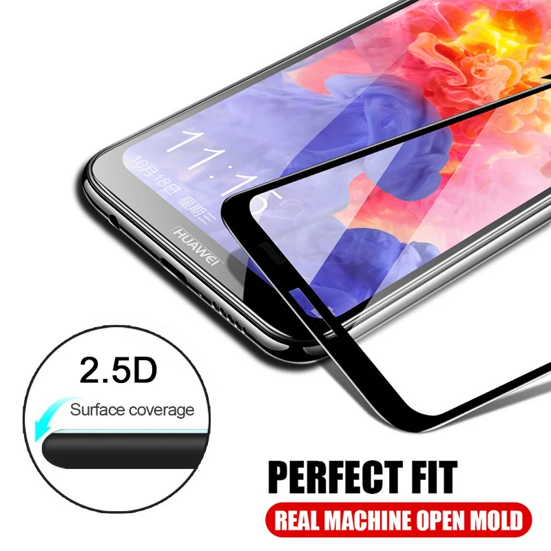 Закаленное стекло с полным покрытием для huawei p20 pro lite защитная пленка экрана