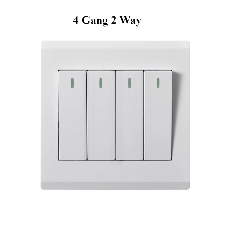 4 Gang 2 Way 1/2/3/4 Gang 1 2 Way Light Wall Switch Electrical Push Button White PC Frame Panel Switch For Home Living Room Bedroom 86*86mm - Цвет: 4 Gang 2 Way