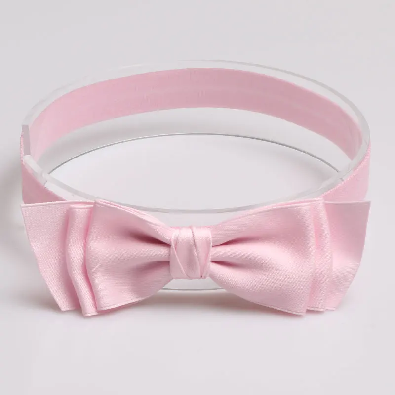 Pink headband 1 шт Высокое качество эластичные повязки на голову для детей девочек Шелковый бант лента для волос головная повязка, красного, розового, белого цвета, женские аксессуары для волос - Цвет: Pink headband