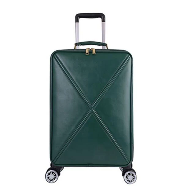 GREEN CARRYLOVE, женский кожаный чемодан, 1" 20" 2" дюймов, сумка для путешествий - Цвет: GREEN