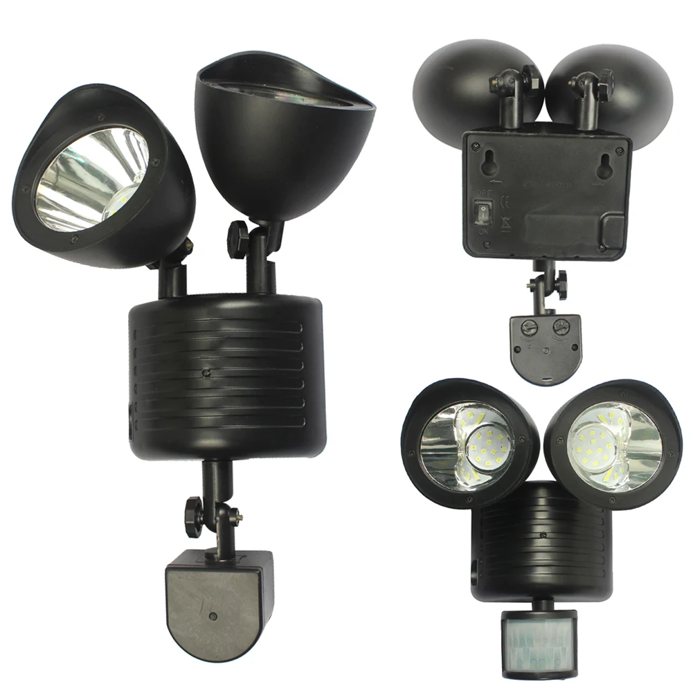 Фсветильник настенный поворотный с 2 головками и датчиком движения 450 лм 22