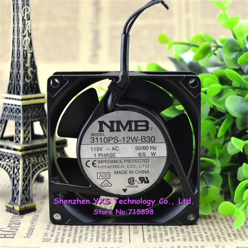 3110PS 12W B30 AC 115V 50/60HZ 6/5W 8025 80*80*25 мм 8 см 1200 об/мин 2 провода двойной шаровой подшипник