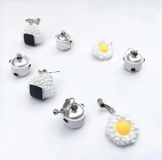 Забавные мини-серьги для приготовления риса суши жареные яйца из смолы милые