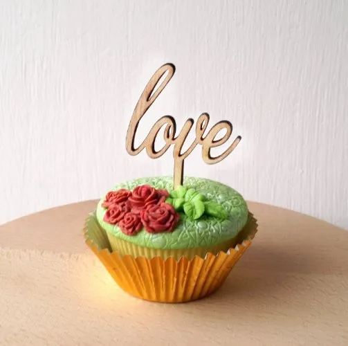 Рустик любовь кекс топперы для свадебного кекса деревянные кексы деревенский