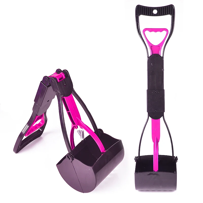 Pet Pooper Scooper с длинной ручкой захват, совок для уборки собачьих экскрементов очистка уборки животных отходов собак щенков кошек отходов уборщик er чистящие инструменты - Цвет: ROSE RED L