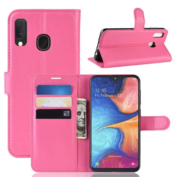 Розово-красный Для samsung Galaxy A20E чехол A20 e Флип Бумажник Бизнес кожаный чехол для телефона подходит для samsung A20e A20 E A202F SM-A202F крышка - Цвет: Розово-красный