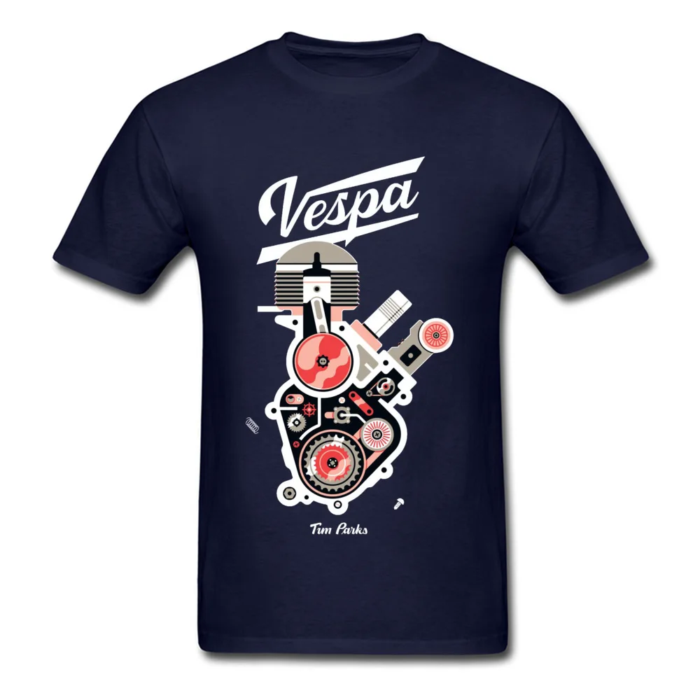 Футболка Vespa мужская с машинной моделью повседневная тенниска из чистого хлопка
