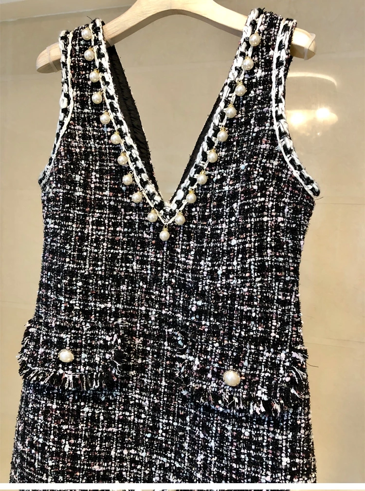 Великолепный дизайн 2019 модное осенне-зимнее платье для женщин с v-образным