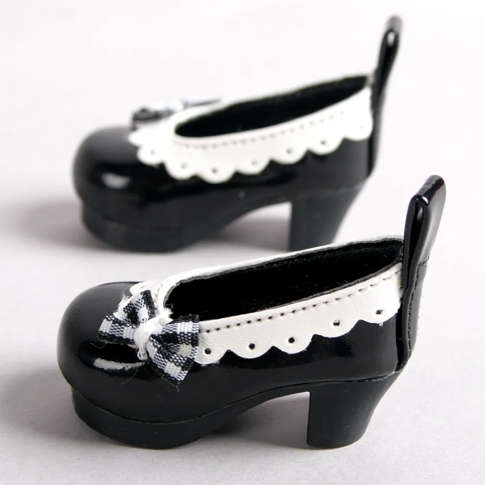 

[wamami] 123# Black 1/6 SD AOD DOD BJD Dollfie Mid Heeled Bowite Synthetic Leather Shoes
