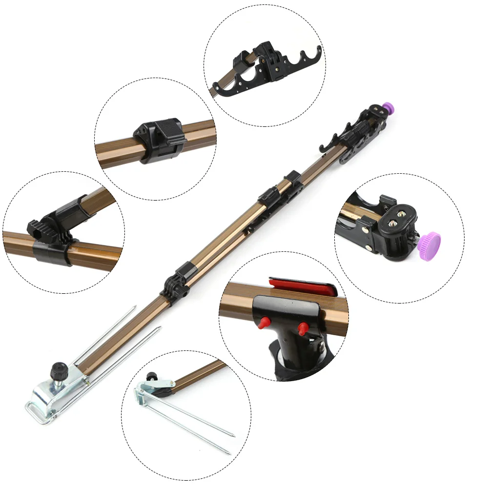 Alloy Fishing Holder for Rod Multi-functional Adjustable Retractable Fish Pole Stand for Fishing Bracket with Support Bipod