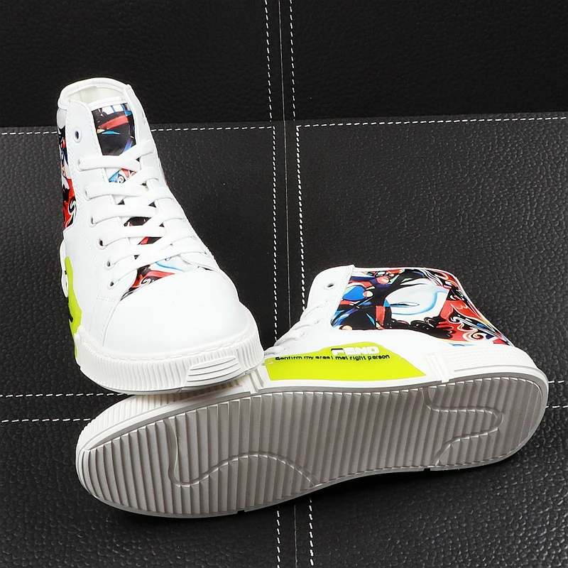 CuddlyIIPanda 2019 Men New Fashion Ankle Boots Spring Autumn Youth Graffiti Hip Hop Leisure Shoes Male High Top Casual Sneakers | Обувь