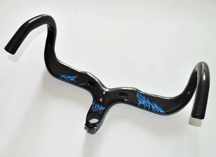 blue Cinelli Ram Mike Giant полностью углеродное волокно дорожный Интегрированный руль с Карбоновым стержнем - Цвет: blue