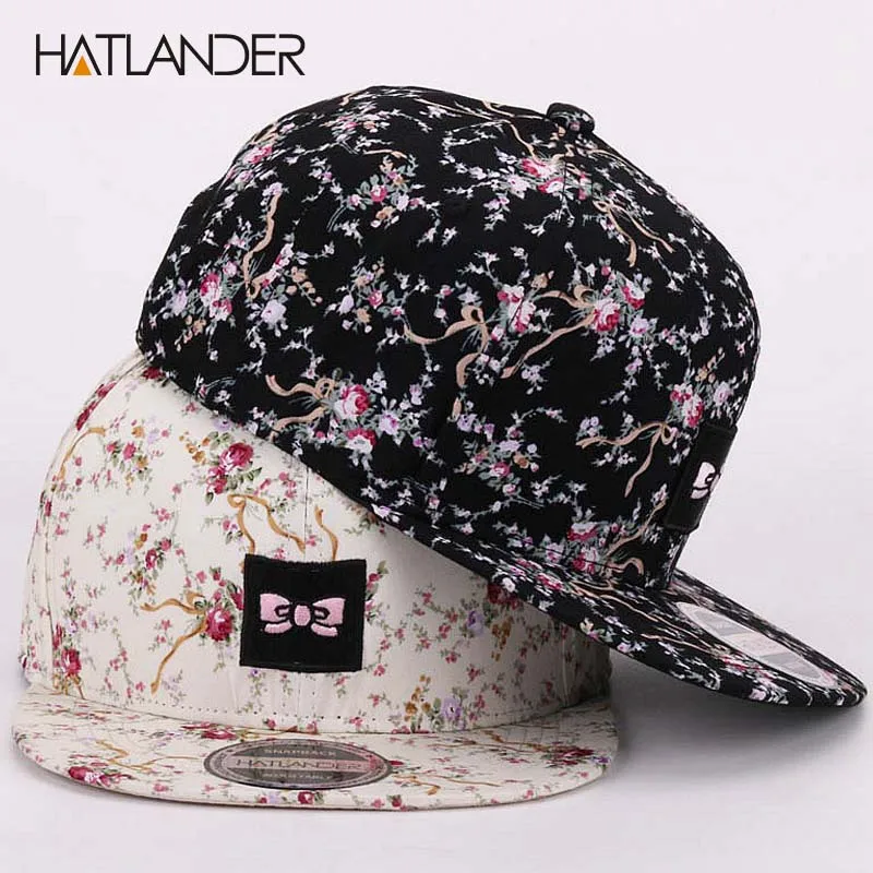 [HATLANDER] брендовые бейсболки с вышивкой и бантом для женщин, уличные кепки от солнца, женские цветочные кепки в стиле хип-хоп, бейсболки, кепки