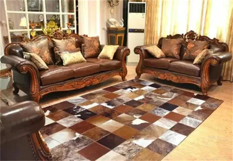 

Fashionable art carpet 100% natural genuine cowhide leather sisal rug