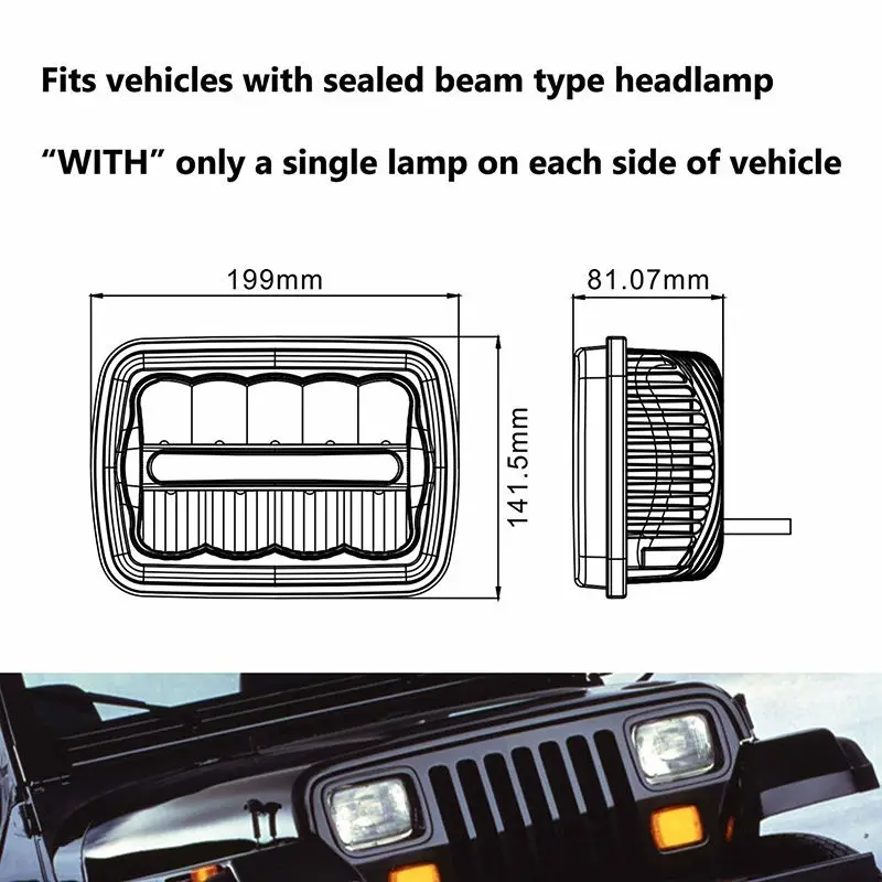 5x7 &quot6x7 светодиодный комплект фар DRL Замена H6054 H5054 H6054LL 69822 6052 6053 для Jeep Wrangler YJ Cherokee