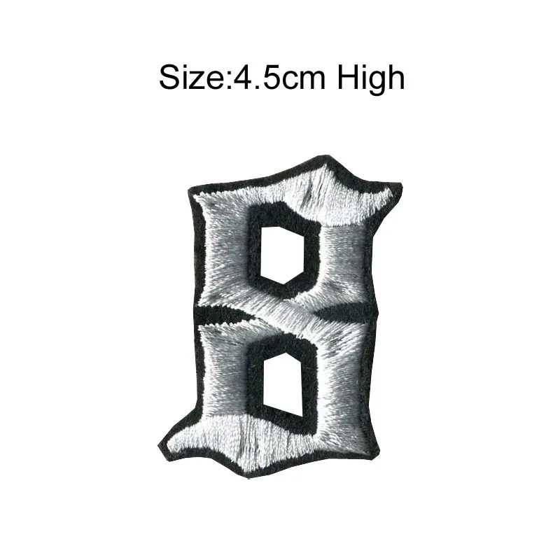 8 White black patch 1 шт., высота 4,5 см, 0-9, черный, красный, черный, золотой, металлические Цифры, Смешанные Вышитые нашивки, Пришивные железные бейдж-украшения для одежды - Цвет: 8 White black patch