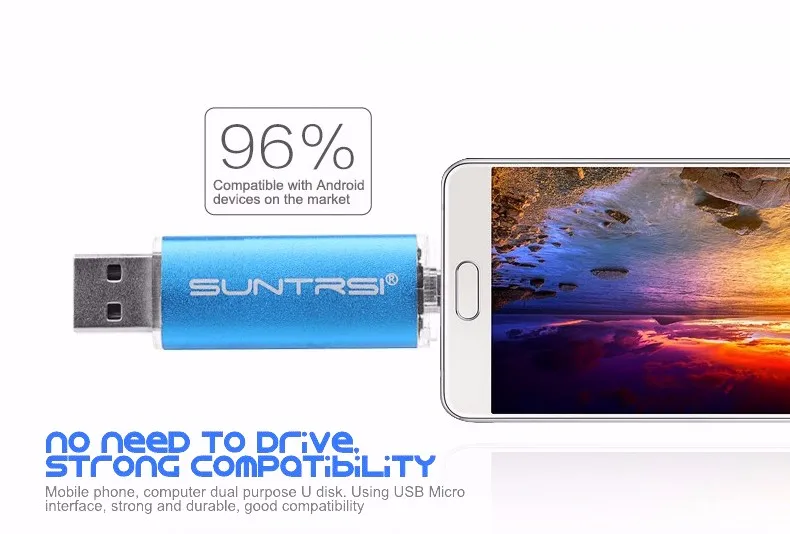 Suntrsi USB флеш-накопитель 4 ГБ 8 ГБ OTG usb флешка OTG Смартфон Флешка 16 ГБ 32 ГБ Флешка usb 2,0 64 Гб металл