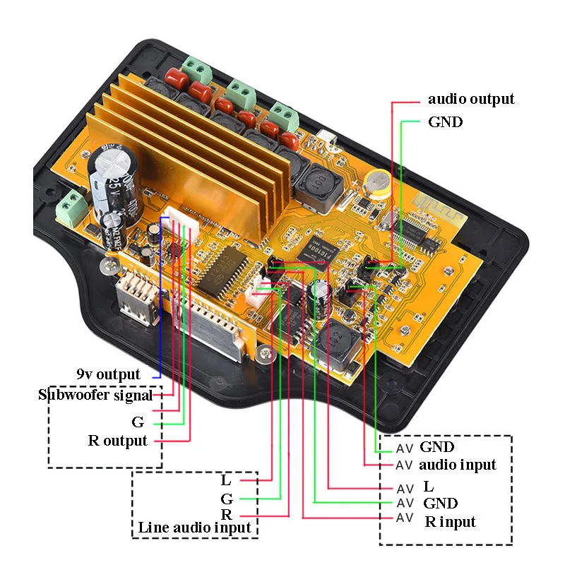 Lusya 4 3 дюймов LCD аудио Bluetooth приемник декодер MP4/MP5 видео декодирование DC12V 2 1