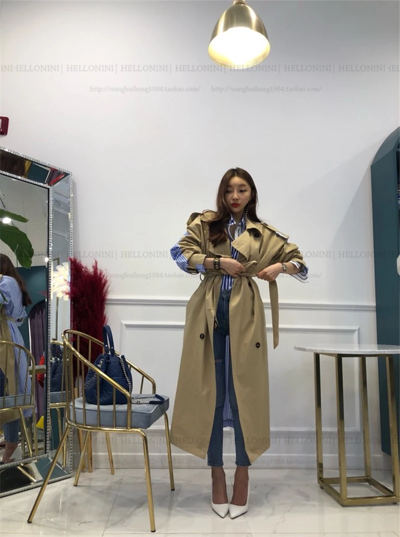 Best Selling Vintage Stripe print Patchwork loose overcoats beautiful pocket design cozy winter trench