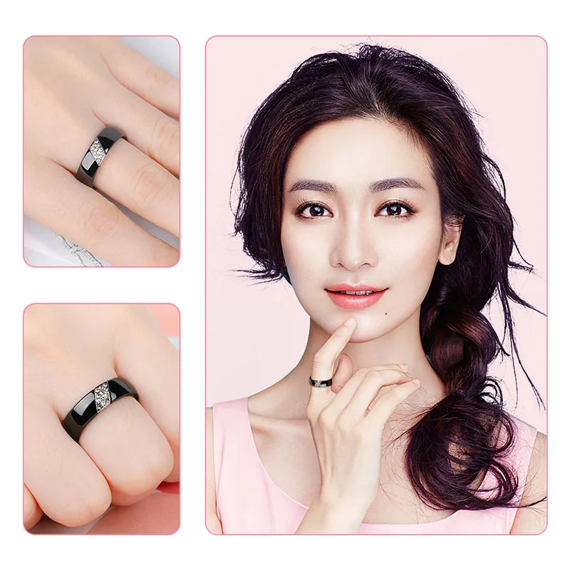 Кольцо женское керамическое с фианитом 6 мм красное черное|Кольца для помолвки| |