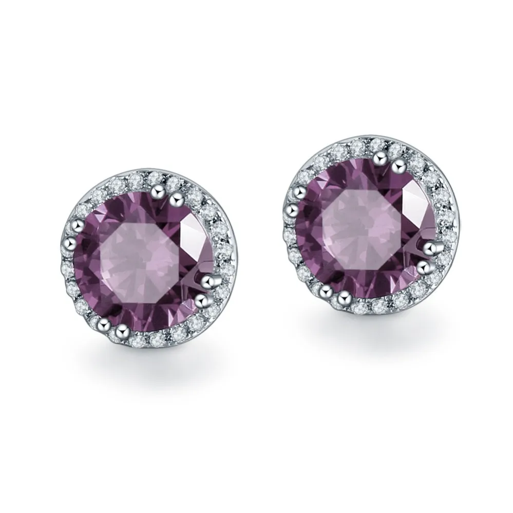 925 Silver Earrings BONLAVIE очаровательные серебряные серьги Твердые 925 пробы серебряные серьги Спессартин Гранат настоящие чистые обручальные свадебные серьги-гвоздики - Цвет камня: 925 Silver Earrings