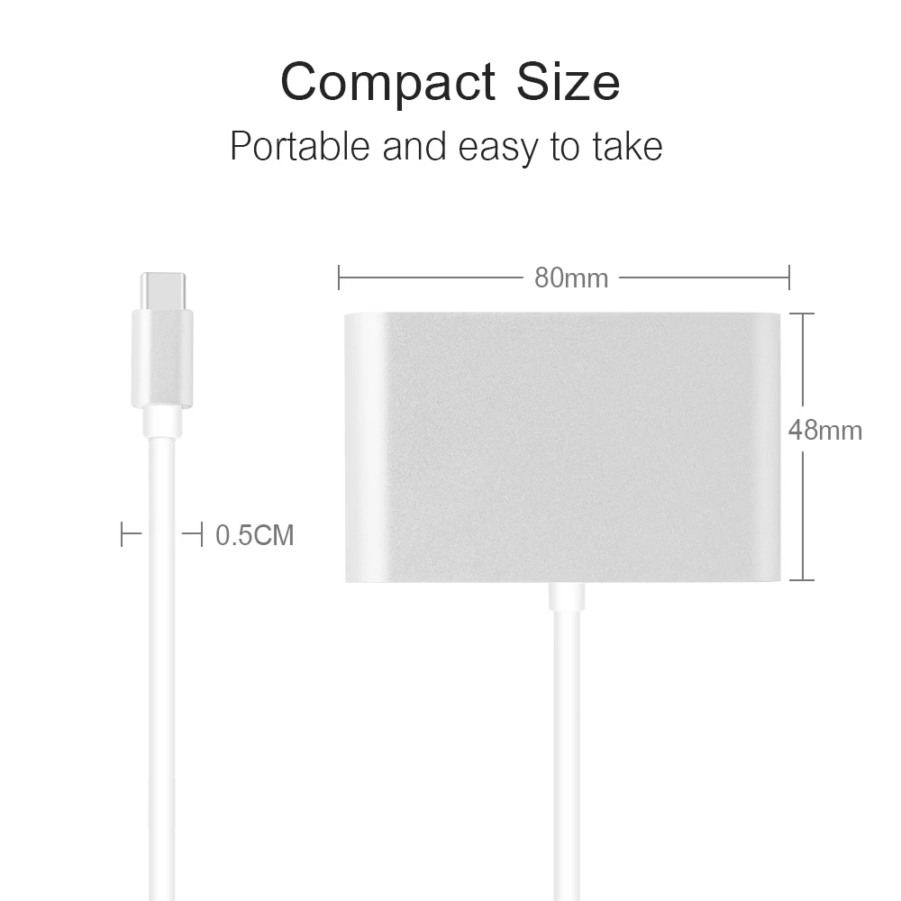 Концентратор USB type C для VGA USB3.0 разветвитель 3 1 адаптер Macbook Pro Google ChromeBook