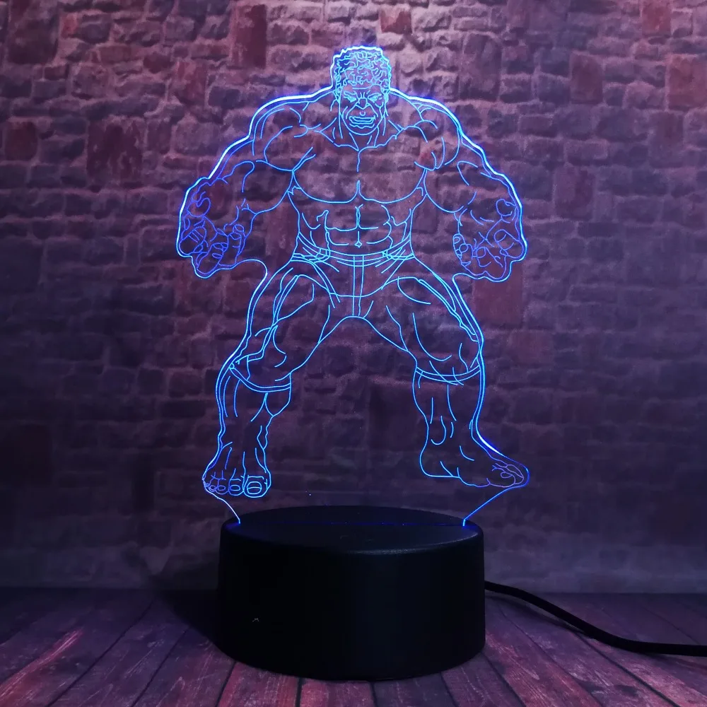 Marvel's Legends мстители Супер Герой 3D Халк ночник 7 красочный градиент LED Настольная