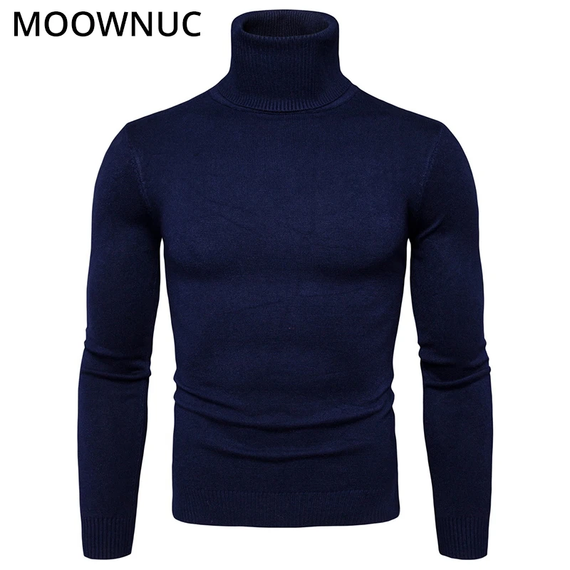 Свитер с высоким воротом пуловер для мужчин тонкий сохраняющий тепло осенний